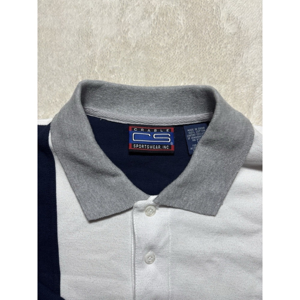 Michigan University Vintage Two Tone Striped Polo Shirt Size Large - Picture 7 of 10